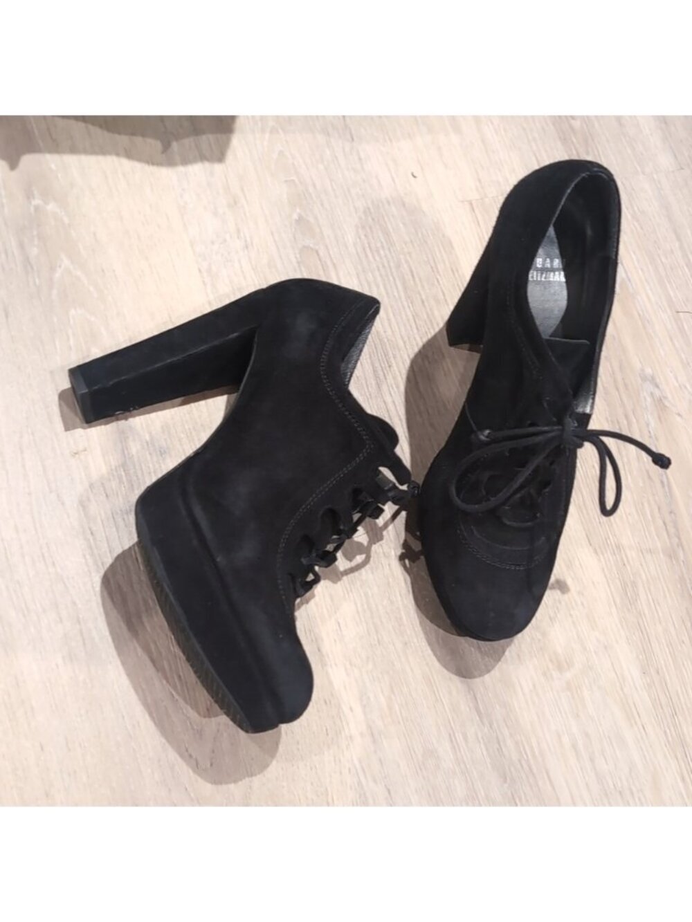 Stuart Weitzman Black Platform Booties Heels